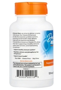 Doctor's Best
Vitamin D3, 125 mcg (5,000 IU),  - 180 Softgels