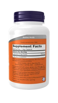 Now L-Tyrosine 750 mg, Extra Strength  - 90 Veg Capsules