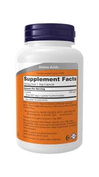 Now L-Lysine 500 mg  - 100 Veg Capsules