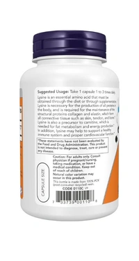Now L-Lysine 500 mg  - 100 Veg Capsules
