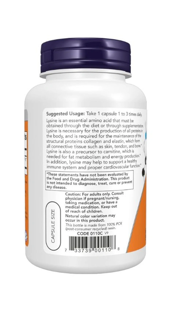 Now L-Lysine 500 mg  - 100 Veg Capsules