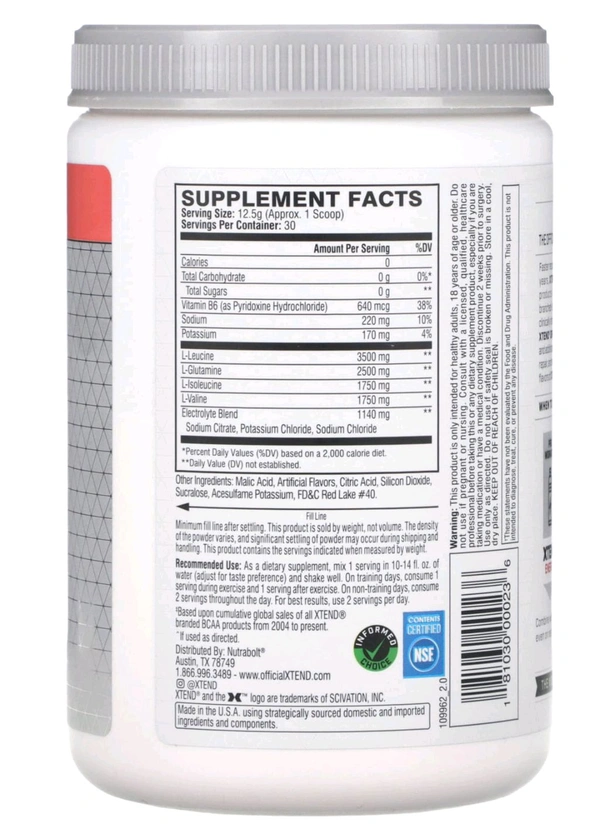 755445 Scivation XTEND Original BCAA Powder 30 Servings   - (375 g), WATERMELON