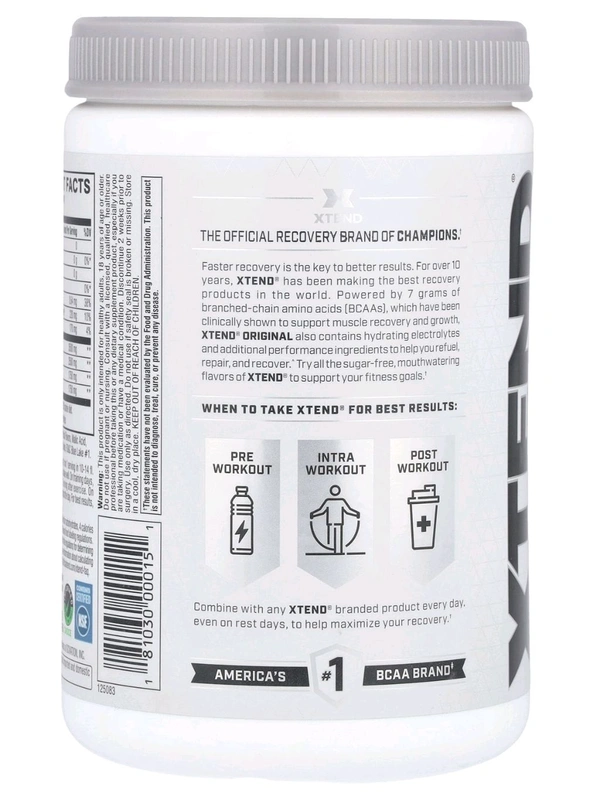 Scivation XTEND Original BCAA Powder 30 Servings - 14.3 oz (405 g), Blue Raspberry Ice