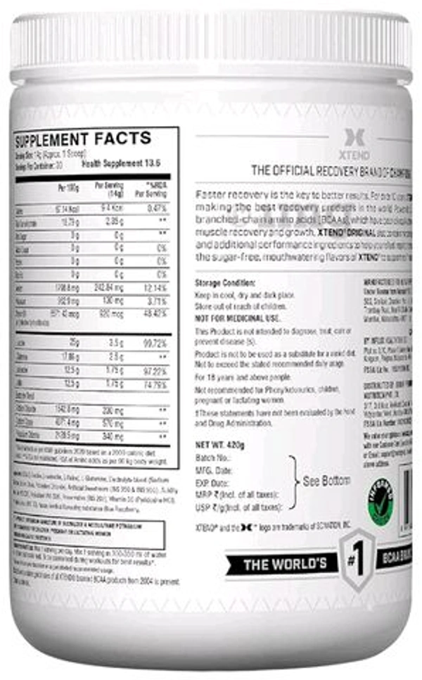 Scivation XTEND Original BCAA Powder 30 Servings   - 420g, Blue Raspberry Ice