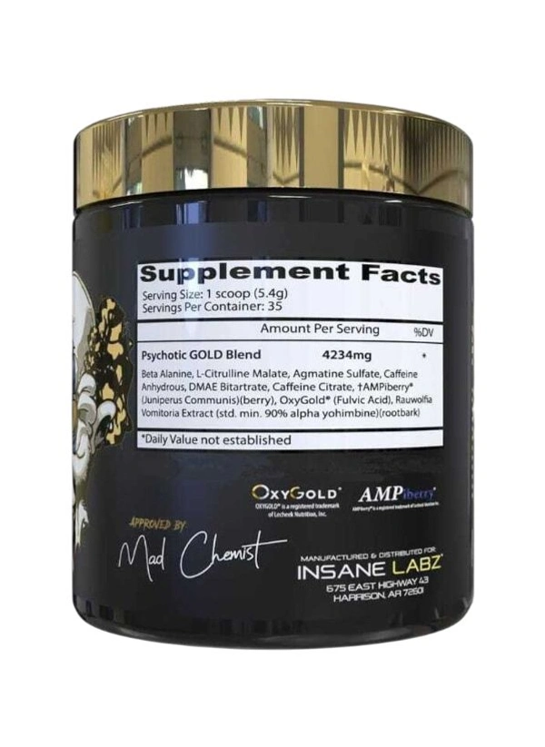 Insane Labz Psychotic Gold Pre Workout 35 Servings - Orange, 200g