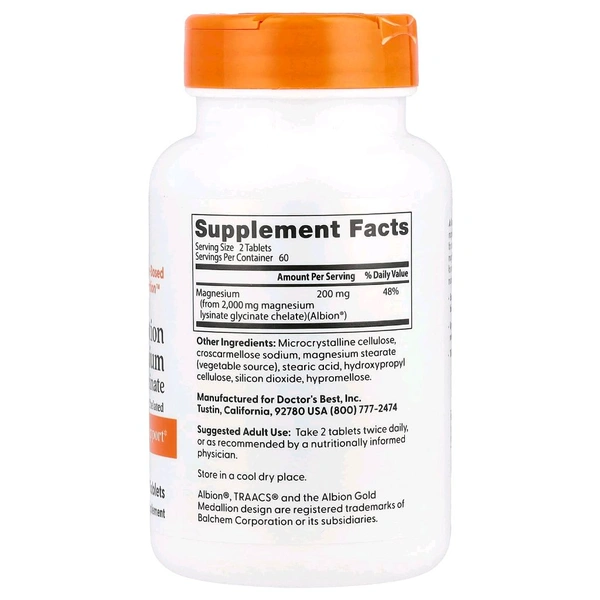 Doctor's Best, High Absorption Magnesium,  - 120 Tablets, (100 mg per Tablet)