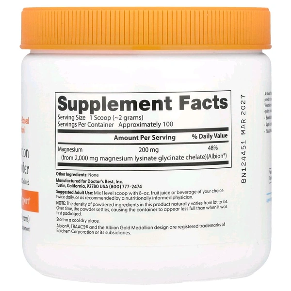 Doctor's Best, High Absorption Magnesium Powder,  - 7.1 oz (200 g)