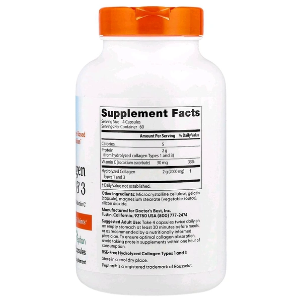 Doctor's Best, Collagen Types 1 & 3 & Vitamin C,  - 240 Capsules