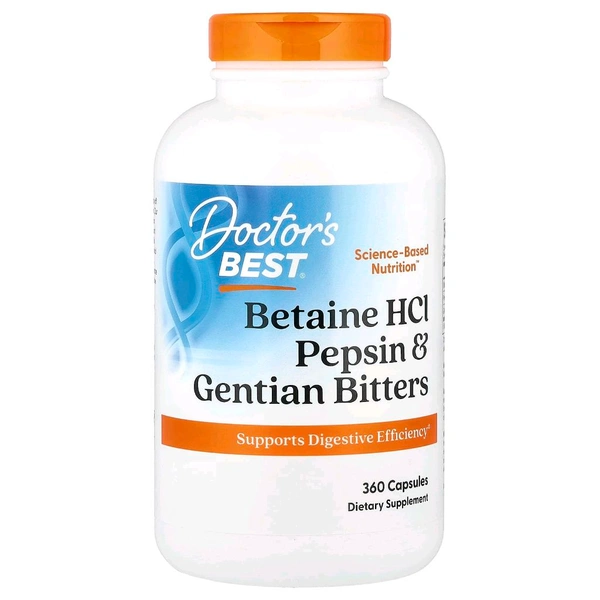 Doctor's Best, Betaine HCl Pepsin & Gentian Bitters,  - 360 Capsules