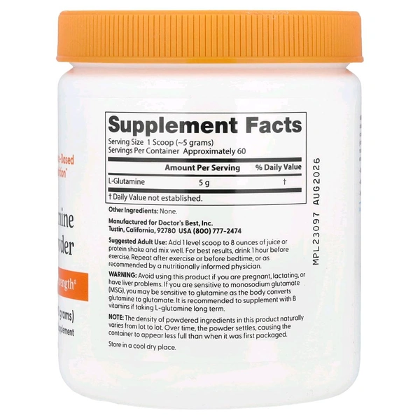 Doctor's Best, Pure L-Glutamine Powder,  - 10.6 oz (300 g)