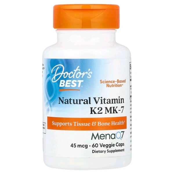 Doctor's Best, Natural Vitamin K2 MK-7 , 45 mcg, - 60 Veggie Caps