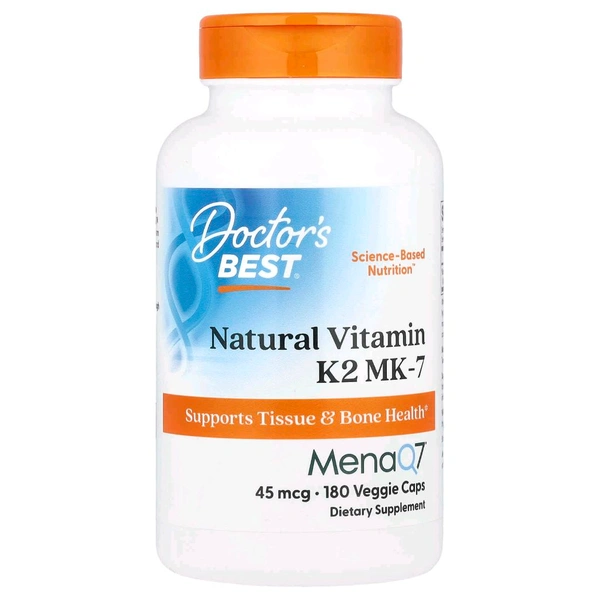 Doctor's Best, Natural Vitamin K2 MK-7 , 45 mcg, - 180 Veggie Caps