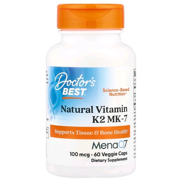 Doctor's Best, Natural Vitamin K2 MK-7, 100 mcg,  - 60 Veggie Caps