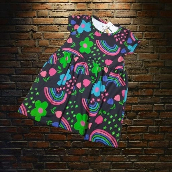 NameBox - Leo cubs Floral Design Korean Frock for Girls - 6-7 Years