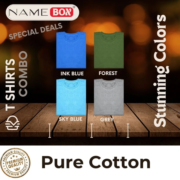 NameBox Versatile Men’s Round Neck T-Shirts - Pure Cotton - Combo 4 - Large