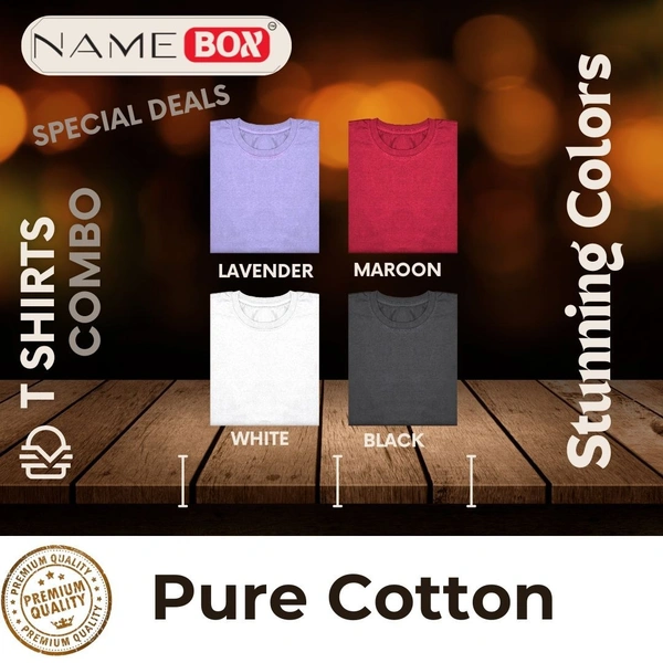 NameBox Pure Cotton T shirts - Pack of 4 (Multicolor) - Large
