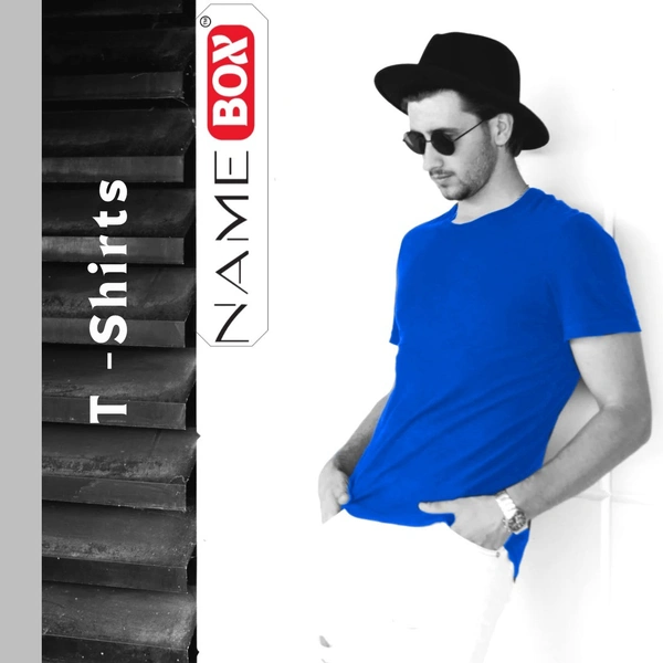 NameBox Men’s Round Neck T-Shirts - Soft Cotton for Everyday Use - Large, Ink Blue