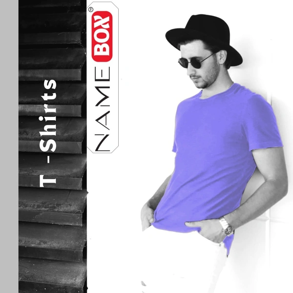 NameBox Men’s Cotton Round Neck Tees - Ideal for Daily Wear - Medium, Chetwode Blue