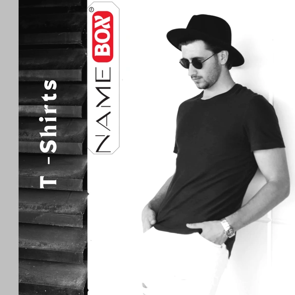 NameBox Men’s Round Neck T-Shirts - Ideal for Casual Wear - Large, Black