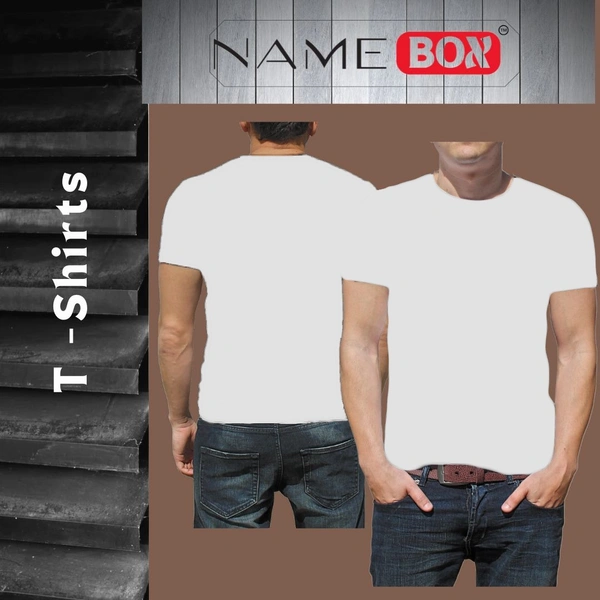 NameBox Men’s Round Neck T-Shirts - Soft and Breathable Fabric - Medium, White
