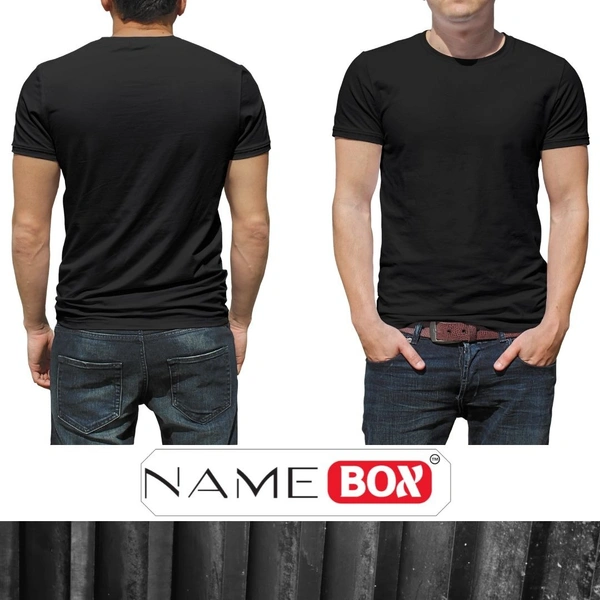 NameBox Men’s Cotton Round Neck Tees - Classic and Comfortable - Small, Black