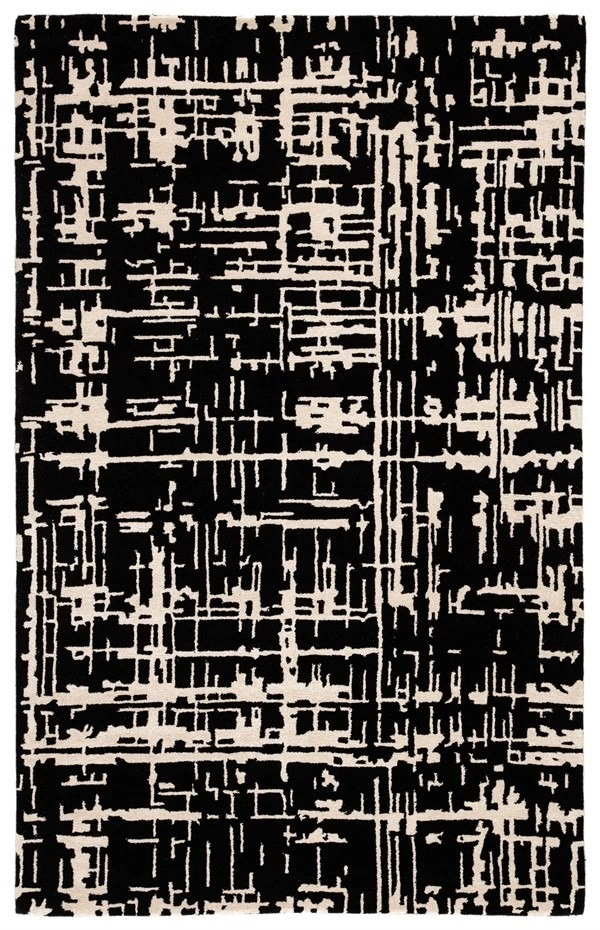 Rugs Shop 3x7, 5x7, 6x8 Feet Motif Rugs – Enhance Your Beautiful Homes with our elegant rugs made of pure wool with anti skid features. - 5x7 Feet, Black