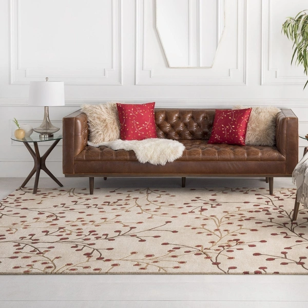 Rugs Shop 3x7, 5x7, 6x8 Feet Motif Rugs – Enhance Your Beautiful Homes with our elegant rugs made of pure wool with anti skid features. - 3x7 feet, Cream Can