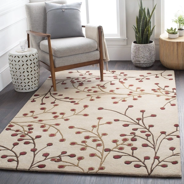 Rugs Shop 3x7, 5x7, 6x8 Feet Motif Rugs – Enhance Your Beautiful Homes with our elegant rugs made of pure wool with anti skid features. - 3x7 feet, Cream Can