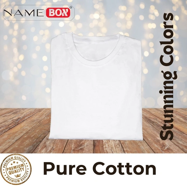 NameBox Men’s Round Neck T-Shirts - Soft and Breathable Fabric - Medium, White