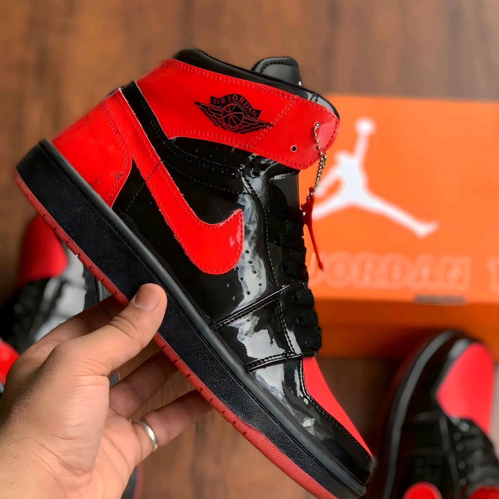 glossy red jordan 1