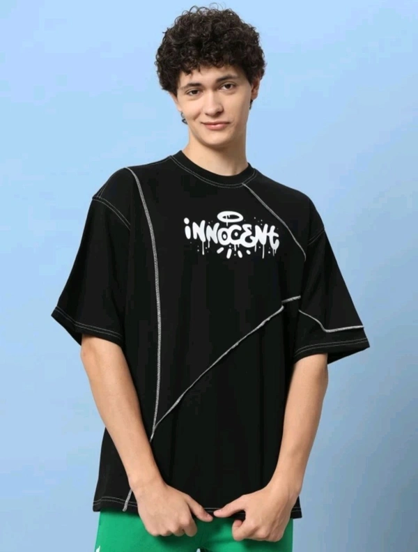 Iconix Oversized Printed Tshirt  - Black, XXL