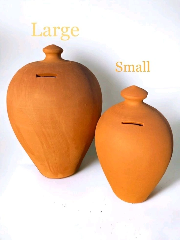 Piggy Bank Of Clay/mitti Handmade Organic - Brown, Large