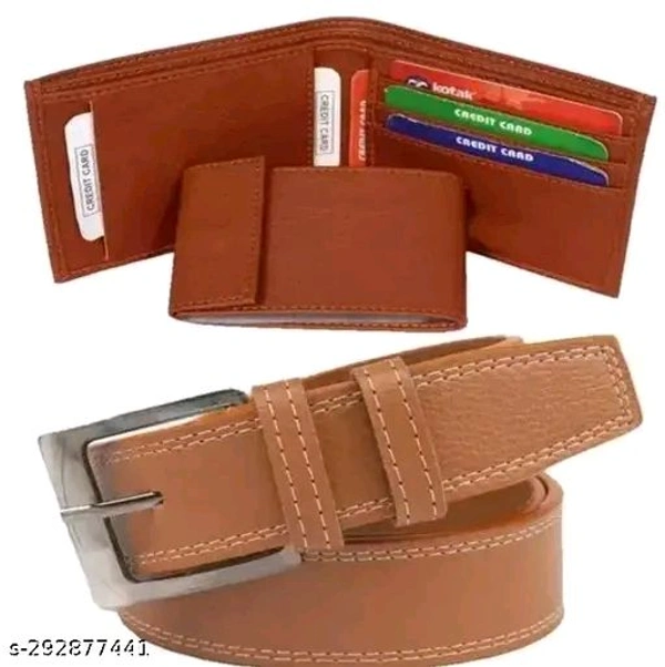 Artificial Leather Belt & Wallet Combo Special Men Selection - Black, 28.