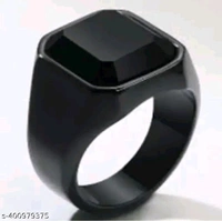 Vedansh Enterprises Stylish Black Onyx Rings, Gold Plated Ring & Titanium Plated Ring For Men ( Pack Of 4) - 16