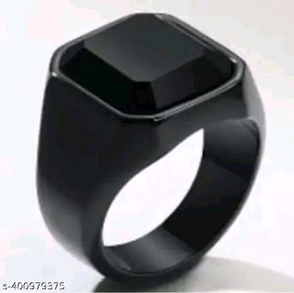 Vedansh Enterprises Stylish Black Onyx Rings, Gold Plated Ring & Titanium Plated Ring For Men ( Pack Of 4) - 16