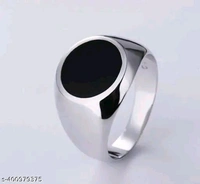 Vedansh Enterprises Stylish Black Onyx Rings, Gold Plated Ring & Titanium Plated Ring For Men ( Pack Of 4) - 16