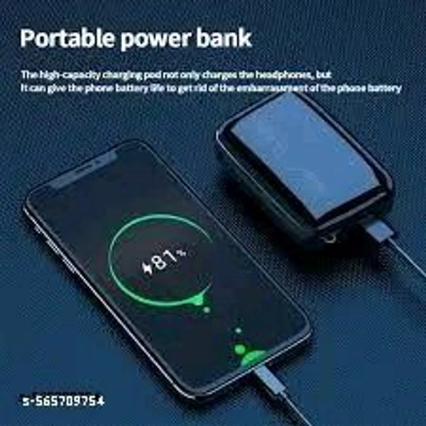 M19 Latest New Trending HD LED Display Earphone Sports Waterproof Stereo Bluetooth Headset (Black, True Wireless Earbuds Airpod Earphone Bluetooth - Black
