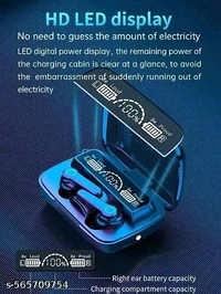 M19 Latest New Trending HD LED Display Earphone Sports Waterproof Stereo Bluetooth Headset (Black, True Wireless Earbuds Airpod Earphone Bluetooth - Black