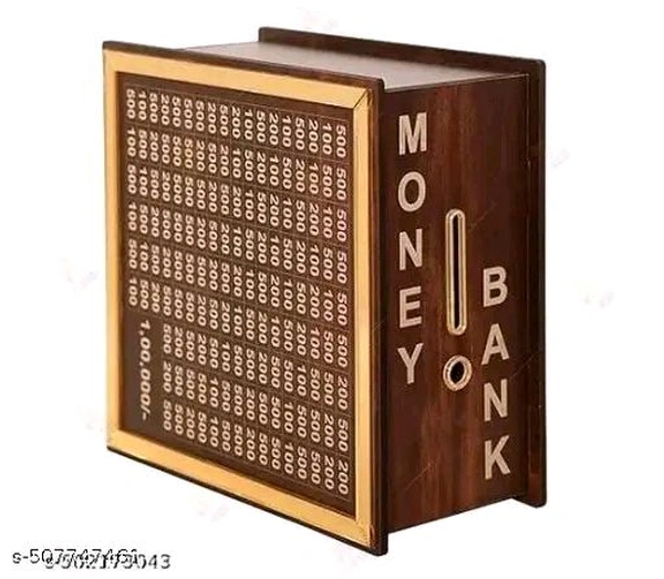 Wooden Money/Piggy Bank,with Carved Design for Kids/Children, Savings Challenge Box, Cashbox,Cash Vault Wooden Savings