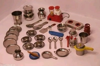 Name: Tirtha Enterprises Miniature Kitchen Set,Kitchen Set for Girls, Real Cooking Kit for Play, Steel Kitchen Set for Girls, Choppu Jaman, Cooking Set for Kids, Baby Kitchen Set Toys for Girls, 