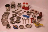 Name: Tirtha Enterprises Miniature Kitchen Set,Kitchen Set for Girls, Real Cooking Kit for Play, Steel Kitchen Set for Girls, Choppu Jaman, Cooking Set for Kids, Baby Kitchen Set Toys for Girls, 