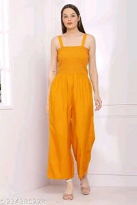 ZEESHE MEESHE Women's Solid 2-Peice dress with stylish shrug 
 - Yellow Orange, M