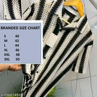 Trendy Modern Mens Pure Crochet Cotton Black Shirts - XXXL