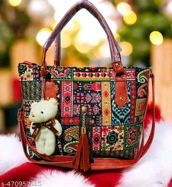 Trendy Multicolor Printed Handbag for Women - Designer Shoulder Bag with Tassel, Lightweight & Durable Ladies Purse for Casual, Office & Party Wear