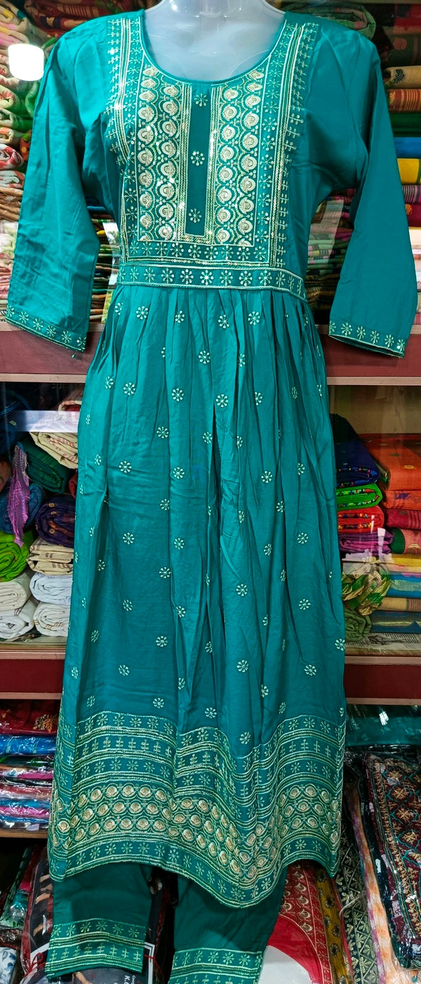Long Kurti With Pant Set - Xl, Navy Blue