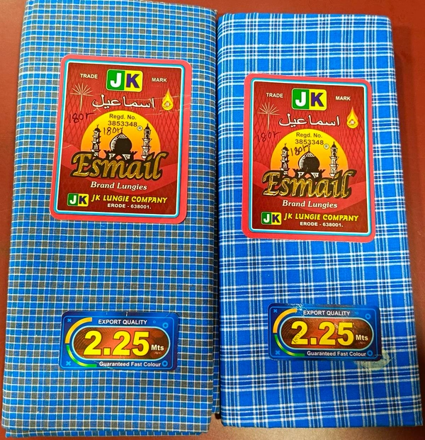 Esmail Check Lungi - Blue