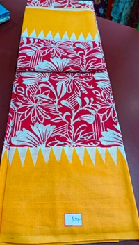 Mul Mul Cutton Saree - Red