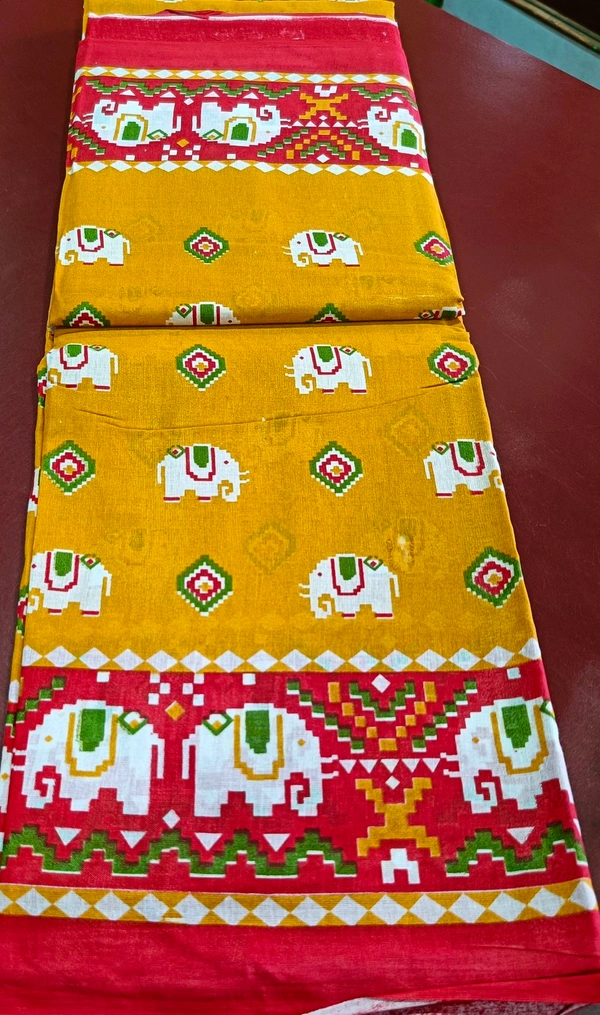 Mul Mul Cutton Saree - Web Orange