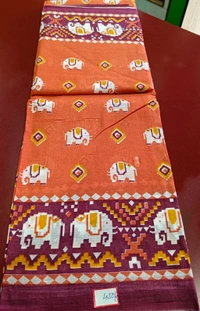 Mul Mul Cutton Saree - Web Orange