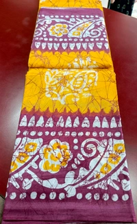 Mul Mul Batik Print Cutton Saree - Red